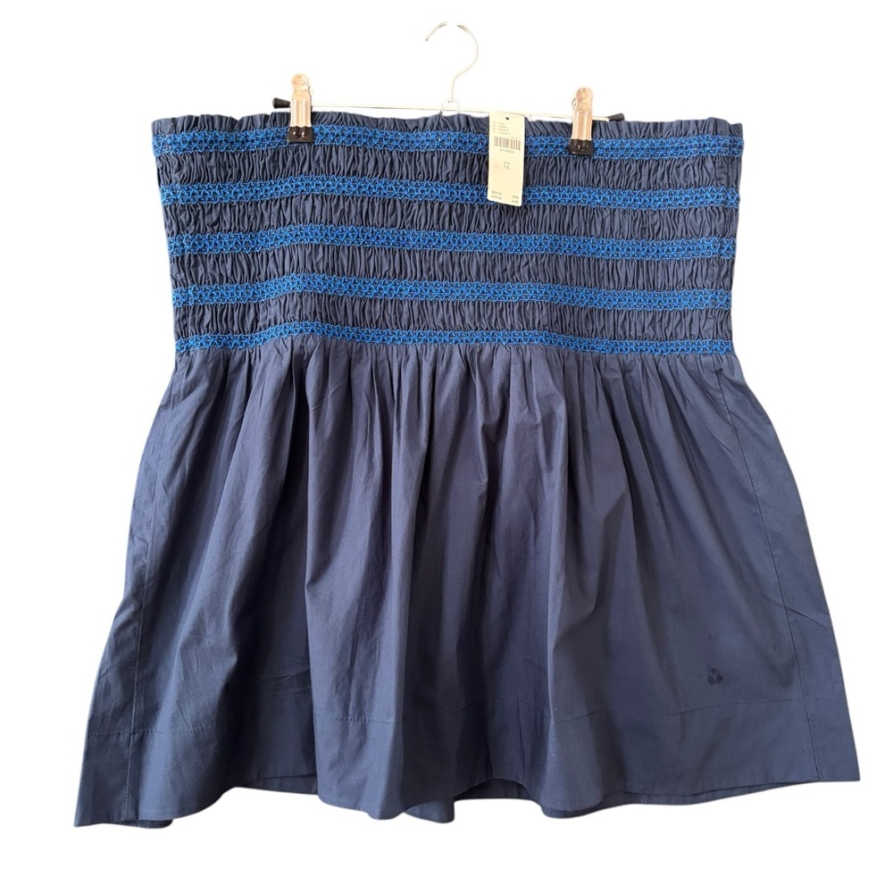 Celandine for Anthropologie Navy flowy Strapless Smocked Top – Sz XL (NWT) - Picture 4 of 12